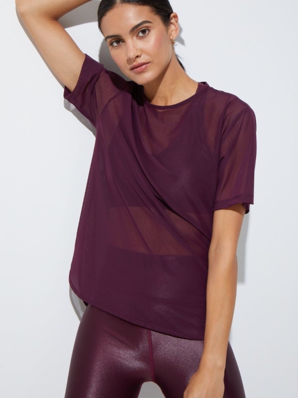 NOLI Mesh Flow Tee | Size M | Color: Wine | NWT